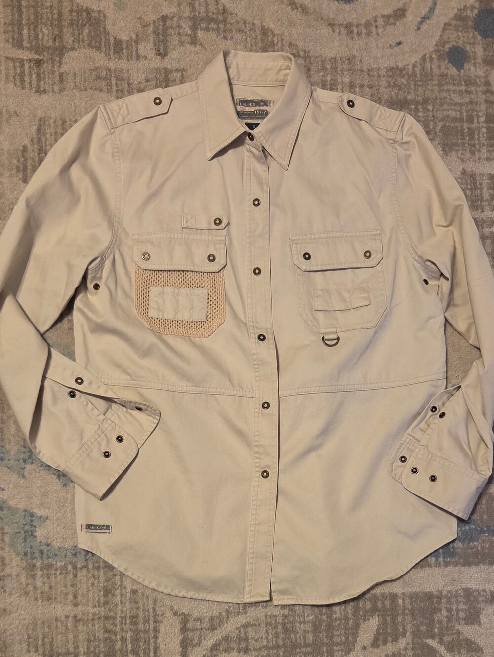 Women Vintage Ralph Lauren Safari Utility Shirt. Cream. Size S. EUC